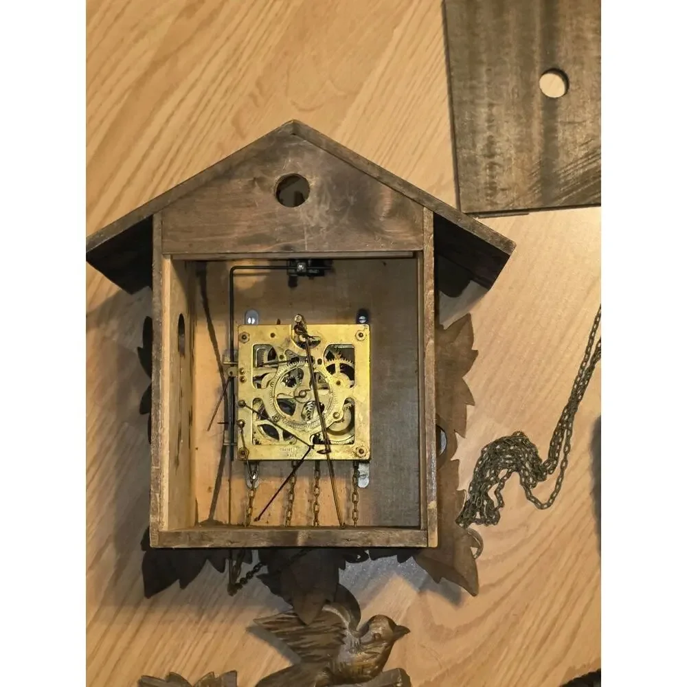 Vtg Poppo Tezuka Brown Cuckoo Chime Clock 1950's Japan Parts & Pieces
